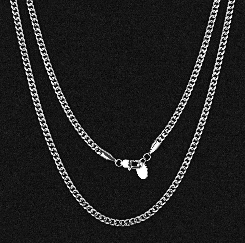 MMW Element Superflat Safety Pin Plain Necklace Chain White Gold
