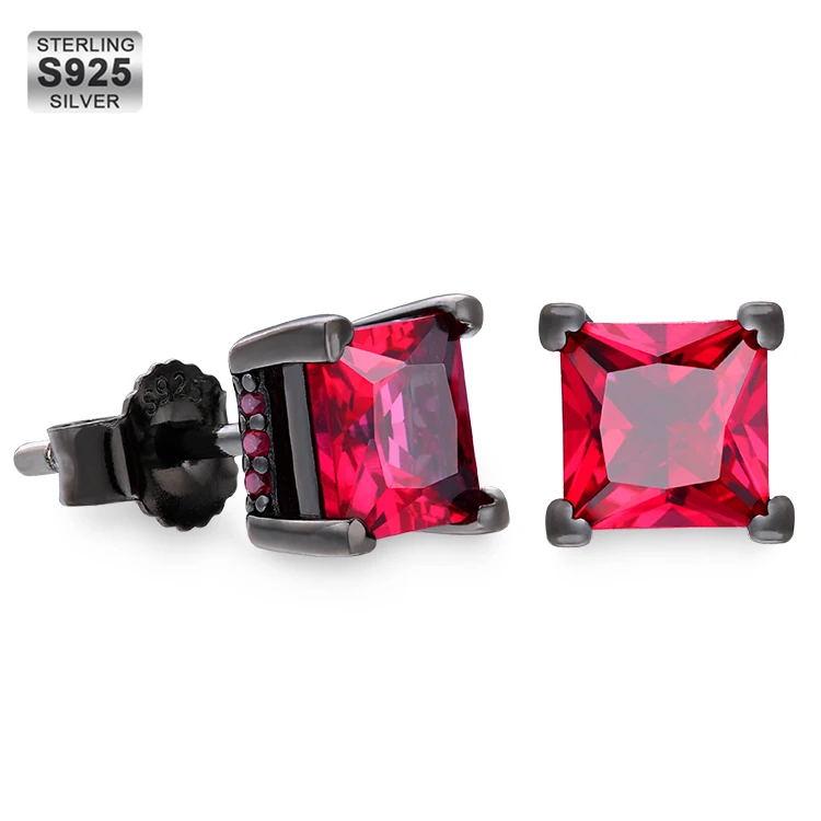 Mens ruby hot sale stud earrings