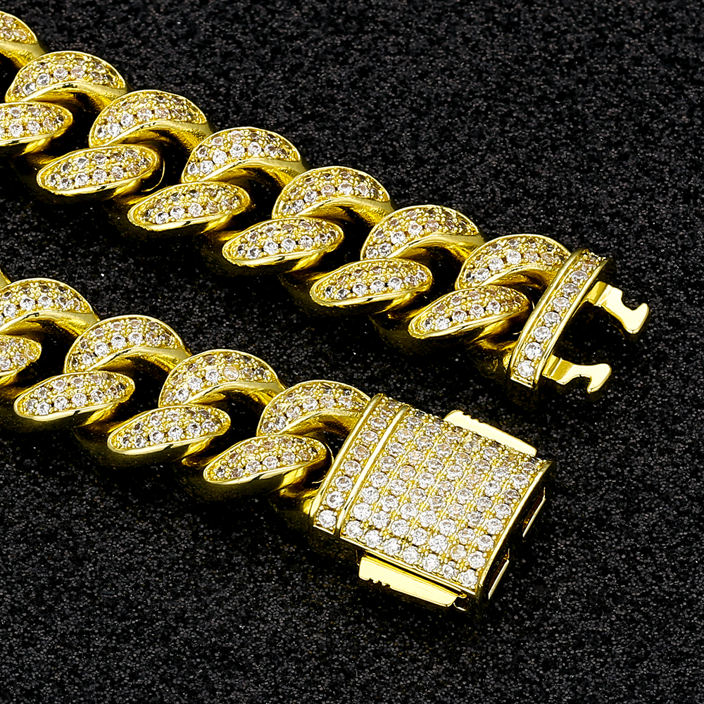 Gold iced out hot sale cuban chain