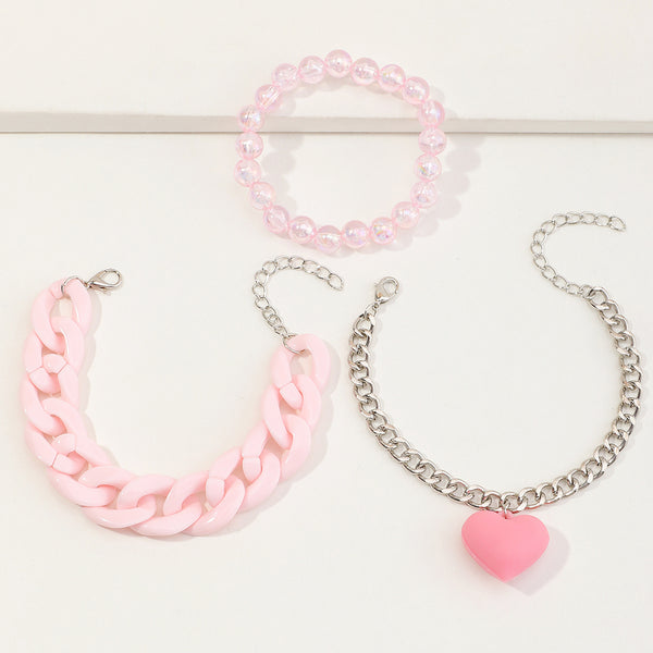 Friendship Heart Chain Bracelet Set