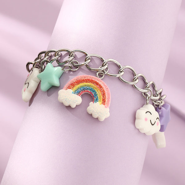 Rainbow Cloud Butterfly and Stars Charm Bracelet